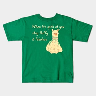 Lispe Alpaca Llama Vicuna Stay Fluffy & Fabulous Seated Kids T-Shirt